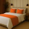 100% Egyptian Cotton Bed Runner Orange Solid King Size (102x20) 3 Piece Decorative Bed Scarf for Bedroom Hotel Wedding Room with 2 Pillow Shame view 2