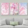 SIGNWIN Canvas Print Wall Art Set Pink & Blue Neon Acid Collage with Rose Nature Wilderness Mixed Media Modern Rustic Scenic Colorful for Living Room, Bedroom, Office - 16"x24"x3 White view 2