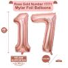 40 Inch Rose Gold 17 Number Balloons Giant 17 Balloons Rose Gold Birthday 17 Balloons 17th Birthday Anniversary Party Decorations Supplies view 2