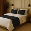 100% Egyptian Cotton Bed Runner Black Solid California King Size (108x20) 3 Piece Decorative Bed Scarf for Bedroom Hotel Wedding Room with 2 Pillow Shame view 2