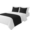 100% Egyptian Cotton Bed Runner Black Solid Twin Size (70x20) 3 Piece Decorative Bed Scarf for Bedroom Hotel Wedding Room with 2 Pillow Shame view 1