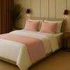 100% Egyptian Cotton Bed Runner Peach Solid Twin Size (70x20) 3 Piece Decorative Bed Scarf for Bedroom Hotel Wedding Room with 2 Pillow Shame view 2
