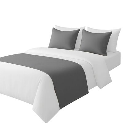 100% Egyptian Cotton Bed Runner Grey Solid California King Size (108x20) 3 Piece Decorative Bed Scarf for Bedroom Hotel Wedding Room with 2 Pillow Shame