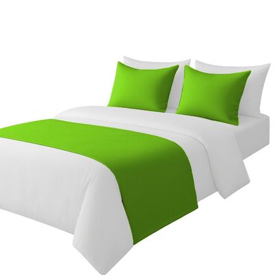 100% Egyptian Cotton Bed Runner Parrot grren Solid Queen Size (88x20) 5 Piece Decorative Bed Scarf for Bedroom Hotel Wedding Room with 4 Pillow Shame
