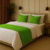 100% Egyptian Cotton Bed Runner Parrot grren Solid King Size (102x20) 3 Piece Decorative Bed Scarf for Bedroom Hotel Wedding Room with 2 Pillow Shame view 2