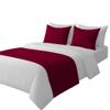 100% Egyptian Cotton Bed Runner Burgundy Solid Queen Size (88x20) 3 Piece Decorative Bed Scarf for Bedroom Hotel Wedding Room with 2 Pillow Shame view 1