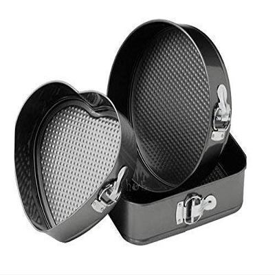 3 Different Shape Black Cake Mould/Baking Tray/Removable Cake Moulds Can be Used Microwave Oven, Cooker,Baking and Decorating Tools By Tradebulk