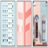 SIGNWIN Canvas Print Wall Art Set Pink & Blue Brick Apartment Buildings Cities Cityscape Mixed Media Modern Bohemian Scenic Colorful Multicolor for Living Room, Bedroom, Office - 16"x24"x3 White view 1
