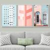 SIGNWIN Canvas Print Wall Art Set Pink & Blue Brick Apartment Buildings Cities Cityscape Mixed Media Modern Bohemian Scenic Colorful Multicolor for Living Room, Bedroom, Office - 16"x24"x3 White view 2