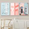SIGNWIN Canvas Print Wall Art Set Pink & Blue Brick Apartment Buildings Cities Cityscape Mixed Media Modern Bohemian Scenic Colorful Multicolor for Living Room, Bedroom, Office - 16"x24"x3 White view 3
