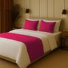 100% Egyptian Cotton Bed Runner Hot Pink Solid Queen Size (88x20) 3 Piece Decorative Bed Scarf for Bedroom Hotel Wedding Room with 2 Pillow Shame view 2