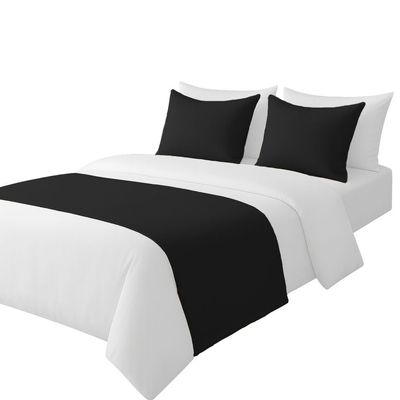 100% Egyptian Cotton Bed Runner Black Solid King Size (102x20) 5 Piece Decorative Bed Scarf for Bedroom Hotel Wedding Room with 4 Pillow Shame