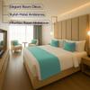 100% Egyptian Cotton Bed Runner Aqua Solid King Size (102x20) 3 Piece Decorative Bed Scarf for Bedroom Hotel Wedding Room with 2 Pillow Shame view 3