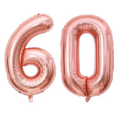 40 Inch Rose Gold 60 Number Balloons Giant Jumbo Huge 60 Foil Mylar Helium Number Digital Balloons Rose Gold Birthday Mylar Digital Balloons 60 Birthday Party 60th Anniversary Events Party Decorations