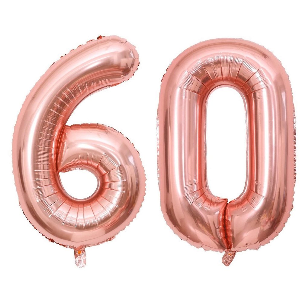 40 Inch Rose Gold 60 Number Balloons Giant Jumbo Huge 60 Foil Mylar Helium Number Digital Balloons Rose Gold Birthday Mylar Digital Balloons 60 Birthday Party 60th Anniversary Events Party Decorations