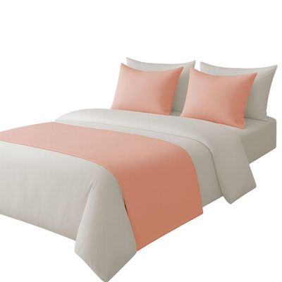 100% Egyptian Cotton Bed Runner Peach Solid California King Size (108x20) 5 Piece Decorative Bed Scarf for Bedroom Hotel Wedding Room with 4 Pillow Shame