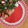 ZHENYANG CAREG Large Christmas Tree Skirt 48-Inch Knitted Red and White Snowflake Deer Pattern Christmas Tree Apron Suitable Compatible with Family Gatheri (Color : Red) view 4