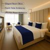 100% Egyptian Cotton Bed Runner Navy Solid California King Size (108x20) 3 Piece Decorative Bed Scarf for Bedroom Hotel Wedding Room with 2 Pillow Shame view 3