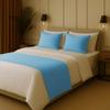 100% Egyptian Cotton Bed Runner Light Blue Solid California King Size (108x20) 3 Piece Decorative Bed Scarf for Bedroom Hotel Wedding Room with 2 Pillow Shame view 2