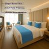 100% Egyptian Cotton Bed Runner Light Blue Solid California King Size (108x20) 3 Piece Decorative Bed Scarf for Bedroom Hotel Wedding Room with 2 Pillow Shame view 3