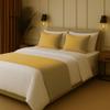 100% Egyptian Cotton Bed Runner Gold Solid Twin Size (70x20) 5 Piece Decorative Bed Scarf for Bedroom Hotel Wedding Room with 4 Pillow Shame view 2