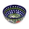 Polmedia Polish Pottery Bowl 6-inch UNIKAT - Fowl In The Florals Pattern Handmade in Boleslawiec Poland by Ceramika Bona + Certificate of Authenticity view 1