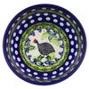 Polmedia Polish Pottery Bowl 6-inch UNIKAT - Fowl In The Florals Pattern Handmade in Boleslawiec Poland by Ceramika Bona + Certificate of Authenticity view 2