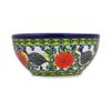 Polmedia Polish Pottery Bowl 6-inch UNIKAT - Fowl In The Florals Pattern Handmade in Boleslawiec Poland by Ceramika Bona + Certificate of Authenticity view 3