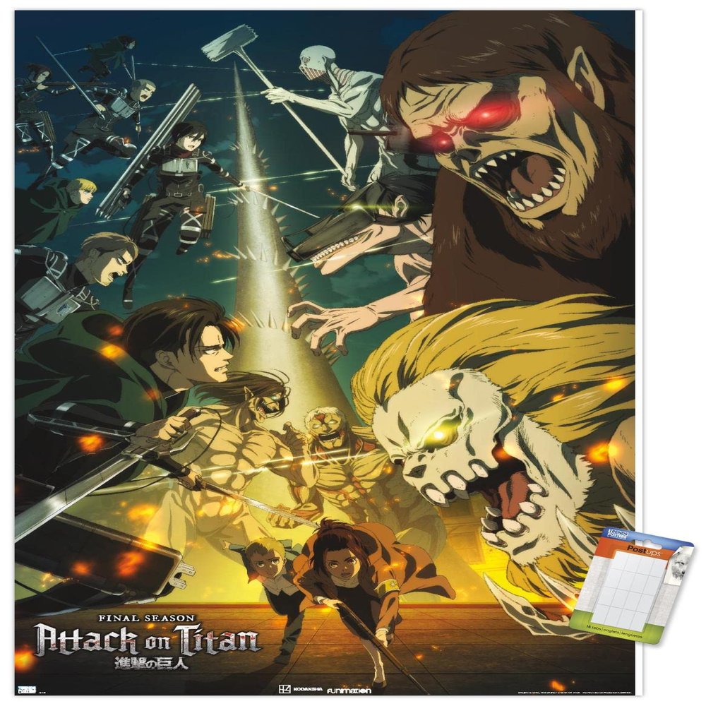 Trends International Attack on Titan: Season 4 - Key Visual 3 Wall Poster, 14.72" x 22.37", Premium Poster & Mount Bundle