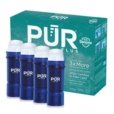 PUR PLUS Water Pitcher Replacement Filter with Lead Reduction (4 Pack), Blue  Compatible with all PUR Pitcher and Dispenser Filtration Systems