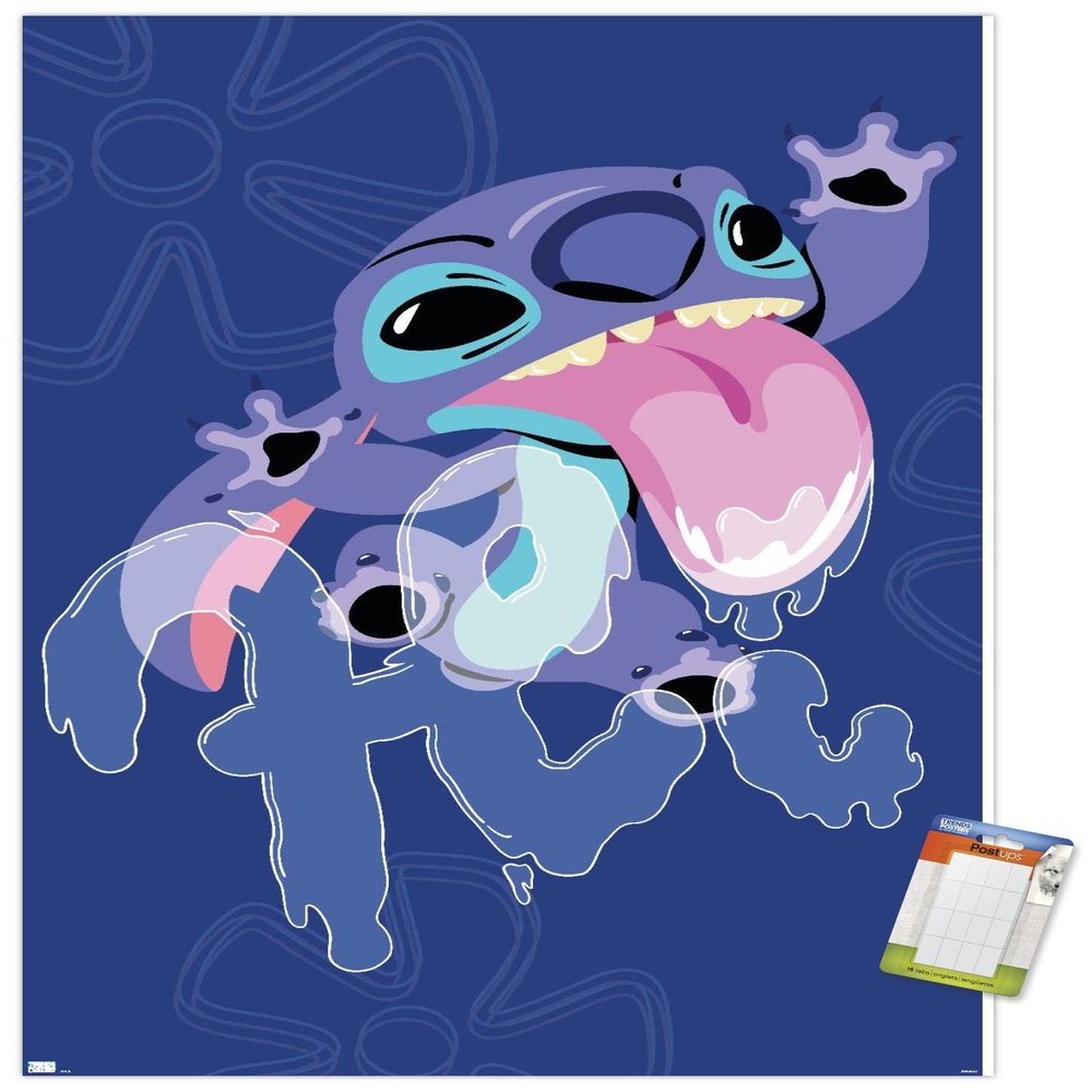 Trends International Disney Lilo And Stitch - Slobber Hi Wall Poster, 22.375" x 34", Premium Poster & Mount Bundle