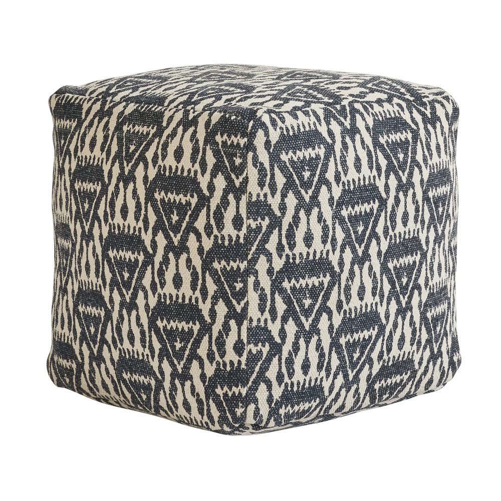 47th & Main Modern Footstool, Blue Accent Pouf