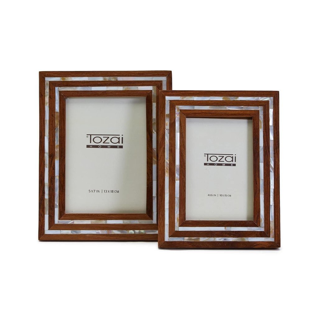 Two's Company Set Of 2 Wood And Mop Photo Frame