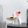 Red Nose Rabbit Figurine Storage Tray Red Nose Rabbit Ornament Bunny Statue Animal Desktop Ornament for Easter Home Desktop Decoration - Round Tray view 4