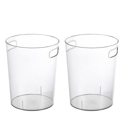 Anyoifax Small Trash Can Plastic Wastebasket 1.5 Gallon Round Garbage Container Bin with Handles for Bathroom, Bedroom, Kitchen, College Dorm, Office, Craft Room - Clear, 2 Pack