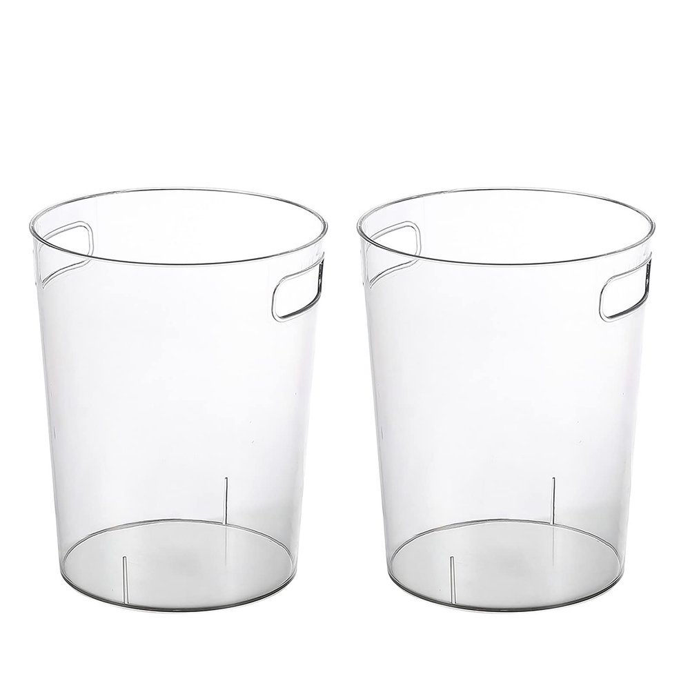 Anyoifax Small Trash Can Plastic Wastebasket 1.5 Gallon Round Garbage Container Bin with Handles for Bathroom, Bedroom, Kitchen, College Dorm, Office, Craft Room - Clear, 2 Pack