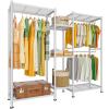 LEHOM G6 Wire Garment Rack Heavy Duty Clothes Rack Compact Large Size Armoire Storage Rack Freestanding Metal Clothing Rack Closet Wardrobe with 3 Hanger Rod and 4 Large Shelves 4 Small Shelves, White view 1
