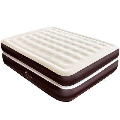 Ciays Air Mattress with Built-in Pump, 16" Elevated Blow Up Mattress with Carrying Bag for Home and Camping, Inflatable Air Bed, King, Brown