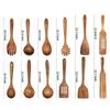 12 Pack Wooden Spoons for Cooking - Natural Teak Kitchen Utensils Set with Spatulas view 2