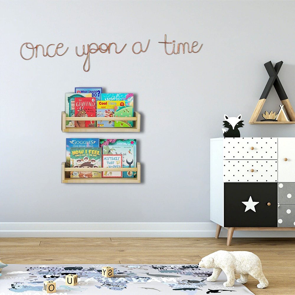 Once Upon a Time Metal Wall Art Read Signs Playroom Decor Nursery Wall Decor Words Art for Kids Playroom Signs Book Themed Decor Bookshelves Little Library Sign (Rose Gold)