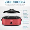 AROMA 18Qt. Roaster Oven with Self-Basting Lid, Fits 22-lb. Turkey, Adjustable Temperature Settings, Keep Warm Setting, Red (ART-718R) view 4
