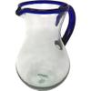 Unknown1 Dos Mexican Hand Blown Glass Pitcher Cobalt Blue Rim and Handle (84 Oz) view 1