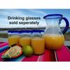 Unknown1 Dos Mexican Hand Blown Glass Pitcher Cobalt Blue Rim and Handle (84 Oz) view 3
