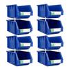 DJC Supply 5.9" X 9.4" X 4.9" BLUE Heavy duty thermoplastic storage bin organizer, Stackable, Hangable, Side-connect, Great for tools, parts crafts and more! (8 PACK) view 1