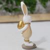 2pcs Rabbit Statue Bunny Figurines Easter Egg Bunny Ornament for Easter Home Desktop Decoration view 2