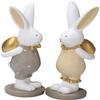 2pcs Rabbit Statue Bunny Figurines Easter Egg Bunny Ornament for Easter Home Desktop Decoration view 3