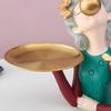 Lindagary Girl Figurine with Storage Tray, Resin Statue Ornament, Grey view 3
