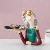 Lindagary Girl Figurine with Storage Tray, Resin Statue Ornament, Grey view 4