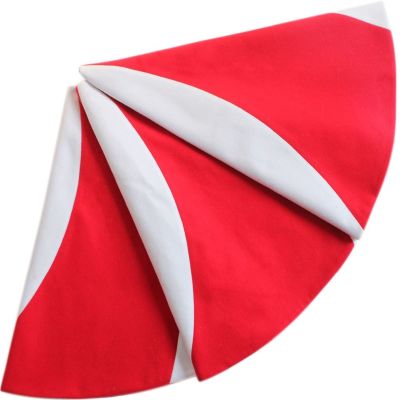 ZHENYANG CAREG Patchwork Red and White Lollipop Design Christmas Tree Skirt