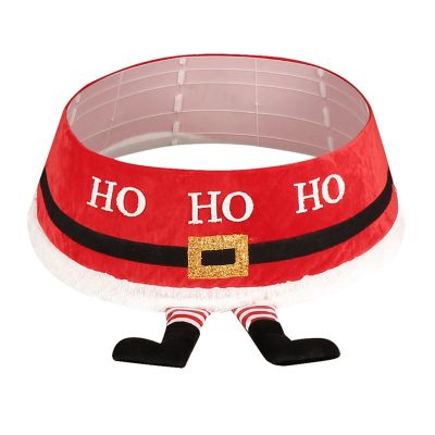 ZHENYANG CAREG Christmas Tree Skirt Santa Claus Feet 48Inch Diameter Base Christmas Tree Collar Tree Base Cover Home Decoration (Color : Red)